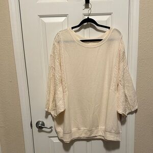 Torrid Cream Lace Sleeve Blouse Elegant NWT
